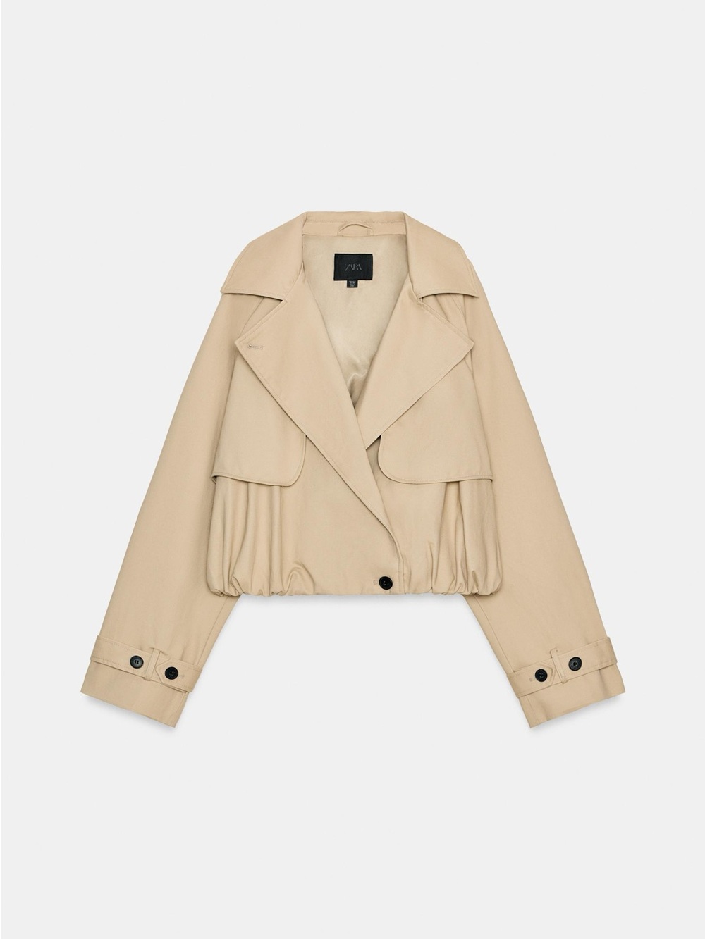ZARA Cropped Balloon Trench Coat in Straw